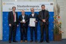 v. l.: Landesinnungsmeister Heinrich Traublinger jun., Herman und Lukas Arndt, Ministerpräsident Dr. Markus Söder