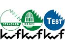 Die drei verschiedenen KWF-Prüfzeichen "Standard", "Profi" und "Test".